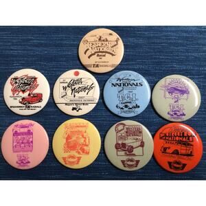Street Hot Rod Western Nationals 1985-94 Lot x9 Button 2" Badge Car Show ~776A